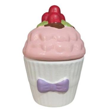 Imagem de Pote Em Formato De Cupcake De Ceramica Para Decoração Rosa - Hp Decor