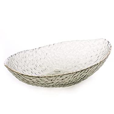 Imagem de Bowl de Cristal Martelado com Borda Dourada Taj Verde 25cm x 13cm x 6cm - Wolff