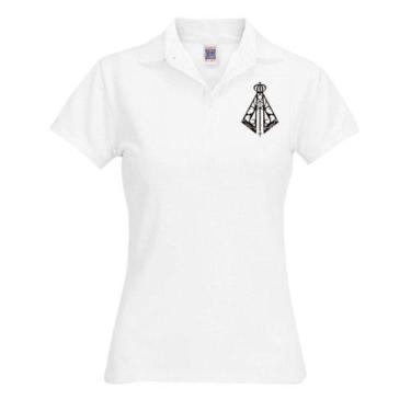Imagem de Camiseta Nossa Senhora Aparecida Gola Polo Feminina Baby Look Camisa R