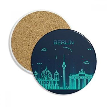 Imagem de Caneca de porta-copos de arquitetura alemã Berlim, pedra absorvente de proteção de mesa