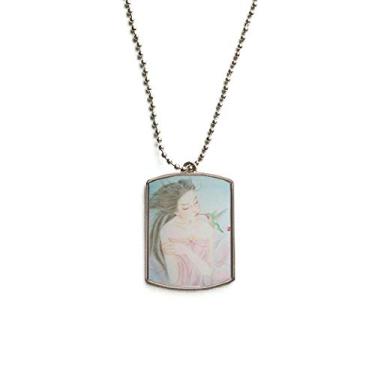 Imagem de DIYthinker Colar de animais de estimação com pingente de corrente de aço inoxidável em aquarela estilo chinês de beleza com pássaro