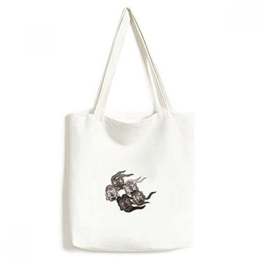 Imagem de Bolsa de lona estilo cinco Goblins estilo de tinta chinesa bolsa de compras casual