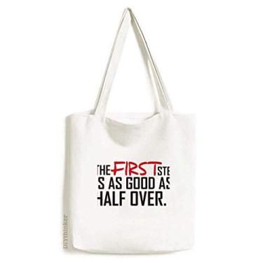 Imagem de Citação The First Step Is As Good As Half Over, sacola de lona, bolsa de compras, bolsa casual