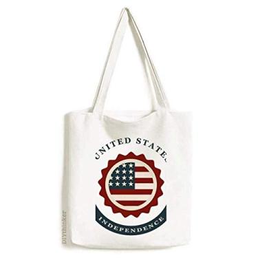 Imagem de USA Shied Independent Day America Bolsa de compras de lona bolsa casual