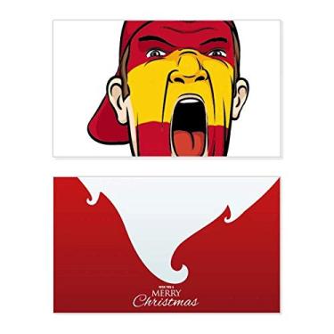 Imagem de Bandeira da Espanha Máscara Facial Maquiagem Cabeça Gritando Feriado Feliz Natal Cartão de Parabéns Mensagem de Natal