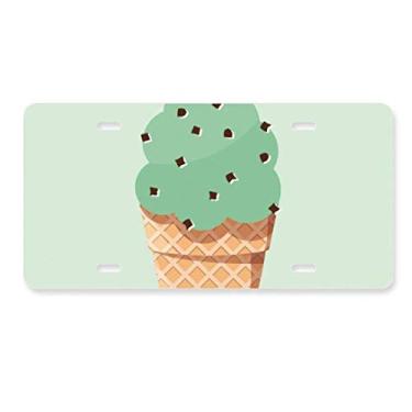 Imagem de DIYthinker Ilustração de sorvete de aveia verde placa de licença decoração de aço inoxidável automóvel