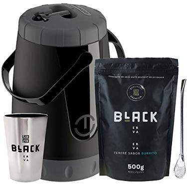 Imagem de Kit Tereré Black Erva Garrafa Lisa Cuia E Erva Burrito
