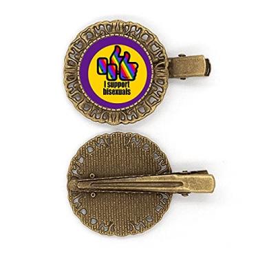 Imagem de Presilha de cabelo I Support Gays LGBT Rainbow Hairpin