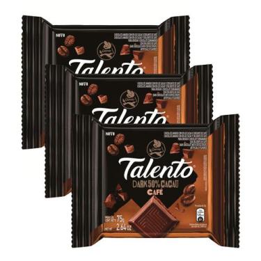 Imagem de Chocolate Garoto Talento Dark Café 75G  Kit Com Três Unidades