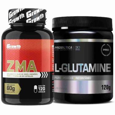 Imagem de Kit Zma 120 Caps Growth + Glutamina Pura 120G Probiotica - Growth Supp