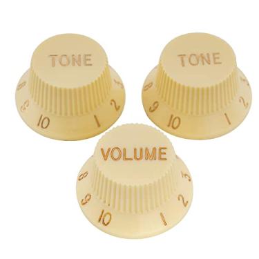 Imagem de Musiclily Pro Imperial Inch Size Kit 3 Knobs de Plástico 1 Volume 2 Tone para Guitarra estilo Stratocaster, Creme