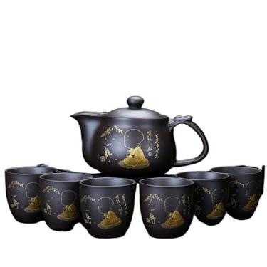 Imagem de Conjunto de chá 7 peças, xícara de chá, prato de chá doméstico, conjunto de chá de areia roxa