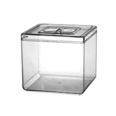 Imagem de Pote Quadrado Pequeno Ps Cristal 5L tampa Multiuso reforçado