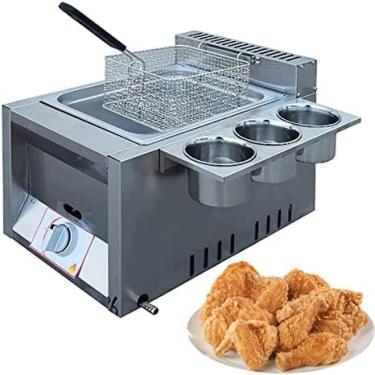 Imagem de Fritadeira Profissional A Gás Profundo, Fritadeira A Gás Propano/fritadeira A Gás GLP, Com Cesta Frita E Tampa, Para Cozinha Em Casa De Restaurante,6l+1*Cesto De Fritos,Bonny369