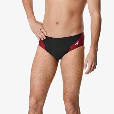 Imagem de Speedo – Sunga masculina Powerflex Eco Revolve Splice Team Colors, Sunga Powerflex Eco Revolve Splice cores da equipe, Preto/marrom, 26