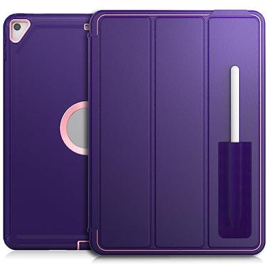 Imagem de QYiiD Capa à prova de choque para iPad 9ª/8ª/7ª geração, capa robusta à prova de choque com suporte dobrável magnético, capa inteligente hibernar/despertar automática para iPad de 10,2 polegadas