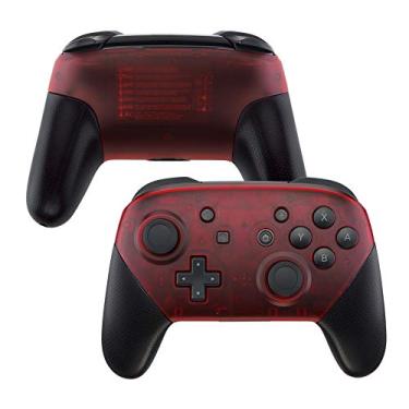 Imagem de eXtremeRate Transparente Vermelho Transparente Placa de rosto e placa traseira para Nintendo Switch Pro Controller, capa de reposição para Nintendo Switch Pro - Controlador não incluído