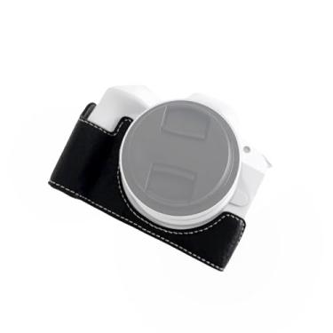 Imagem de Daconovo Capa protetora inferior para câmera digital Bolsa de couro PU para câmera com parafuso de fixação de 1/4 pol. Compatível com Canon R50/R100