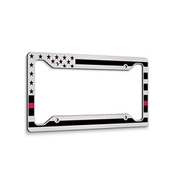 Imagem de JASS GRAPHIX Moldura de placa de licença com bandeira americanaJASS GRAPHIX White Frame rosa acm-tag-fram-Pink-White-pn