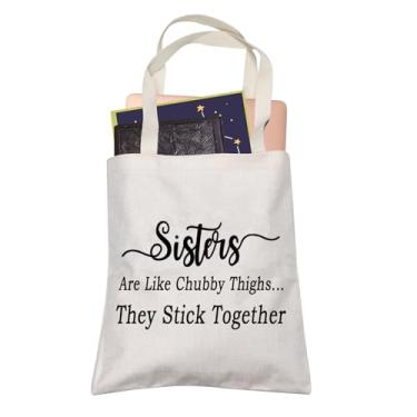 Imagem de LEVLO Funny Sister Tote Bags Sisters Are Like Chubby Thighs They Stick Together Sacolas de compras Sacolas de aniversário, Sisters Are Like Chubby Thighs, Medium