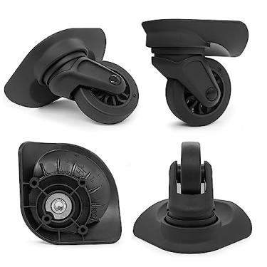 Imagem de TarppedRock Rodas de substituição para reparo de malas, conjunto de 4, kit de reparo de substituição de roda giratória de bagagem de viagem para estojo de carrinho alfandegário, Preto, One Size, Tr75r