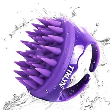 Imagem de Escova para shampoo de cabelo, TTKLYN Escova de cabelo para couro cabeludo com massageador de couro cabeludo de silicone macio, roxo