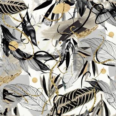 Imagem de Papel de parede vintage de folha de ouro preto 45 cm x 299 cm papel de parede de palmeira tropical autoadesivo à prova d'água folhas da floresta papel de contato murais de papel de parede para quarto