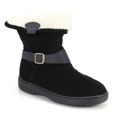 Imagem de Bota Feminina Forrada Cano Curto Baixo Rubra Preta Confortável para Frio Estilosa-Feminino
