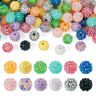 Imagem de Fashewelry 96 peças de contas de strass de resina 14 mm bola de discoteca grossas contas redondas de chiclete para canetas, cordões, chaveiros, bolsa, corrente para fabricação de joias