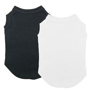 Imagem de Chol&Vivi Roupas para cães, 2 camisetas de algodão macio para cães pequenos, médios, grandes, extragrandes (preto e branco, M (peito de 45,7 cm)