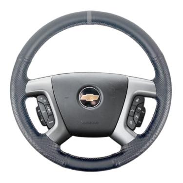 Imagem de Capa para volante de couro preto costurada à mão, acessórios de proteção interior para Chevrolet Silverado/GMC Sierra 1500 2500 3500/Chevy Suburban 2007-2014 (para volante de couro original)