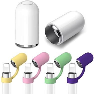 Imagem de Jelanry Tampa magnética de substituição para iPencil com suporte de silicone para Apple Pencil 1ª geração, capa protetora antiperda, acessórios para iPad 10th 9 8 7 6 Air Mini Pro (2 tampas + 4