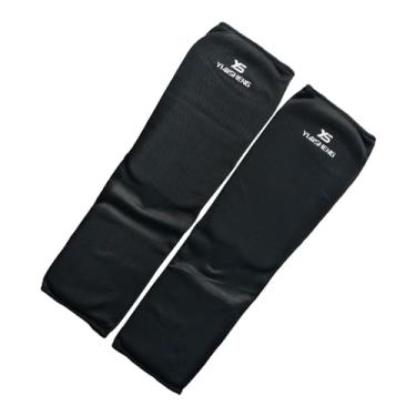 Imagem de Colaxi Caneleiras de muay thai, almofadas de proteção do peito do pé, caneleiras de karatê protetores de pés para luta de kickboxing, preto S