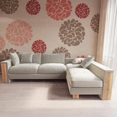 Imagem de Estêncil de flor de 31 cm para paredes, modelo de móveis grandes, pintura, grandes modelos de mandala, pintura, padrões de piso de azulejo reutilizáveis, para decoração, molduras, nicho, parede,