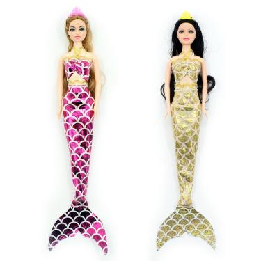 Imagem de Kit 2 Bonecas Dream Doll Sereia - Rosa (2906A) + Dourada (2906C)