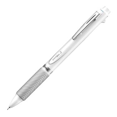 Imagem de Pentel EnerGel 3 Caneta de gel multifuncional com 3 tintas, (0,5 mm), ponta fina, barril branco - BLC35W