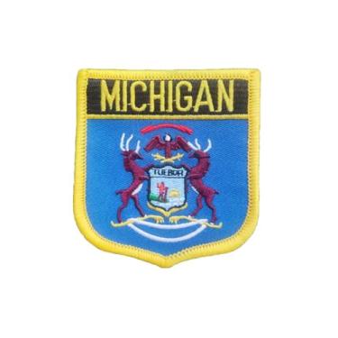 Imagem de Ruoming 1 PÇ Patch de bandeira de Michigan bordado a ferro ou costurado, tático, militar, bandeira do estado nacional (Michigan)