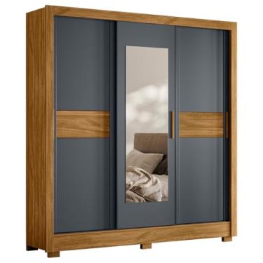 Imagem de Roupeiro de Casal com Espelho Doha Freijó Cinza