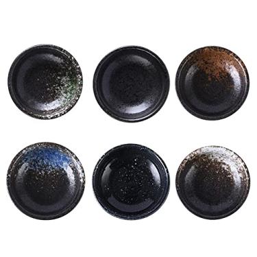 Imagem de CookTaitai Tigelas de molho de soja, conjunto de pratos de cerâmica de 85 g, tigelas de molho de soja para bolinhos de sushi, tomate, tempero, wasabi temperado, conjunto de 6