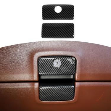 Imagem de RT-TCZ Porta-luvas com trava e acabamento ABS acessórios interiores para Chevrolet Silverado 2014-2018 fibra de carbono