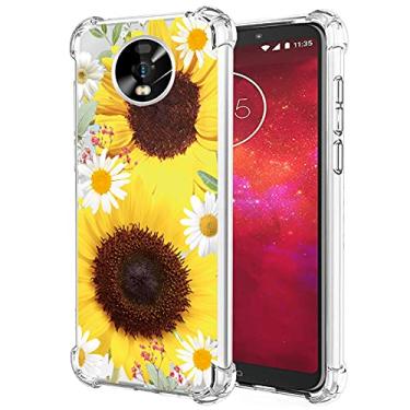 Imagem de Ueokeird Capa de celular para Moto Z3 Play, Motorola Z3 Play capa para meninas e mulheres, capa protetora fina à prova de choque transparente com estampa floral macia flexível TPU para Motorola Moto
