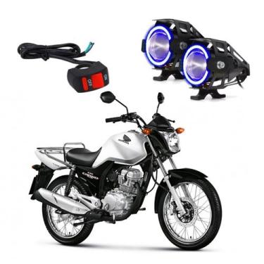 Imagem de Kit Led Farol Milha Moto Honda CG 150 CARGO 2014 2015 Angel Eye Azul U
