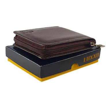 Imagem de Carteira Masculina De Couro Zíper Porta Cartão Moeda RG CNH Documentos