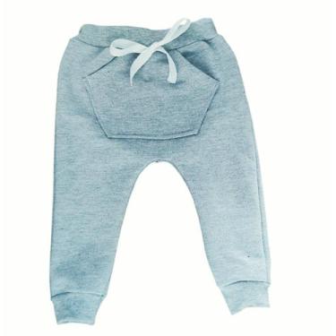 Imagem de Calça moletinho com bolso canguru bebê e infantil - Kadu modas, Cinza,