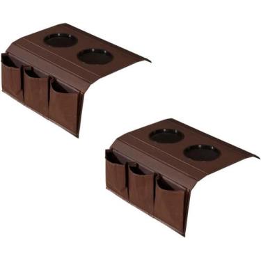 Imagem de Kit 2 Bandeja Porta Copo Esteira Para Braço De Sofá Couro - Sanna Deco