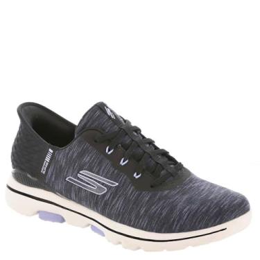 Imagem de Skechers Tênis de golfe feminino Go Walk 5 com ajuste folgado, Preto/Lavanda, 7