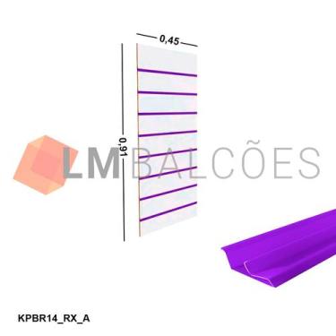 Imagem de Painel Canaletado em Mdf 0,91 x 0,45m Branco com Perfil Pvc Roxo - LM 