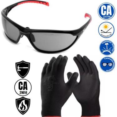 Imagem de Kit Protecao Oculos Uv Epi Luva Tatil Antiestatica Multiuso Emborracha