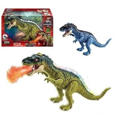 Imagem de Brinquedo Tiranossauro  Rex Colorido Solta Fumaça Com Luz E Som  Anda 