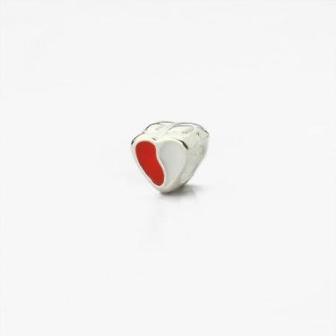 Imagem de Berloque Coração Esmaltado Branco e Vermelho Prata 925 - Atraktiva Jói